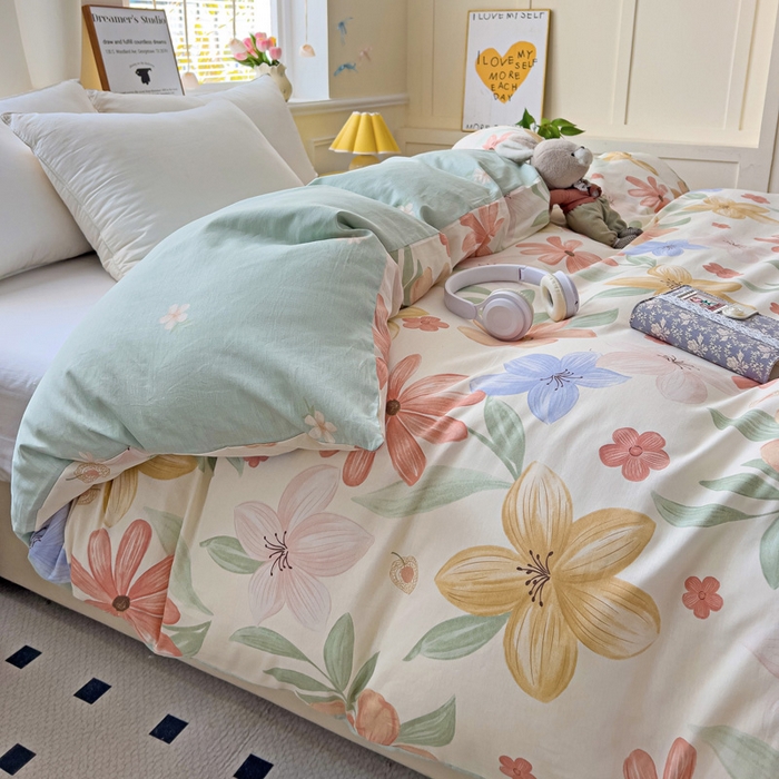 91家纺网 家纺一手货源 找家纺 依庭 2025春夏新款12868全棉纯棉印花卡通系列单被套 被套单件 糖果影院