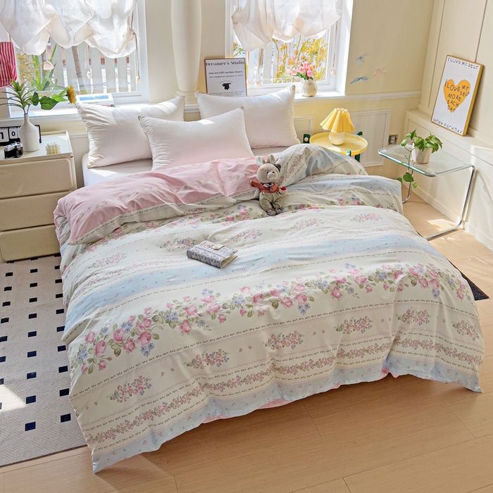 91家纺网 家纺一手货源 找家纺 依庭 2025春夏新款12868全棉纯棉印花卡通系列单被套 被套单件 小熊系铃