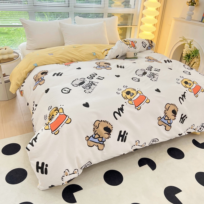 91家纺网 家纺一手货源 找家纺 依庭 2025春夏新款12868全棉纯棉印花卡通系列单被套 被套单件 浮云初梦