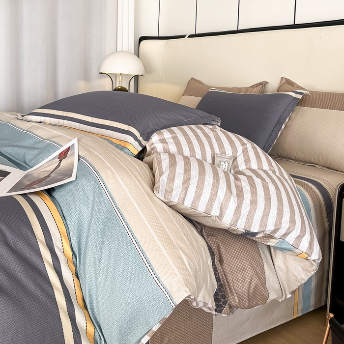 91家纺网 家纺一手货源 找家纺 依庭 2025春夏新款12868全棉纯棉印花卡通系列单被套 被套单件 莫兰迪