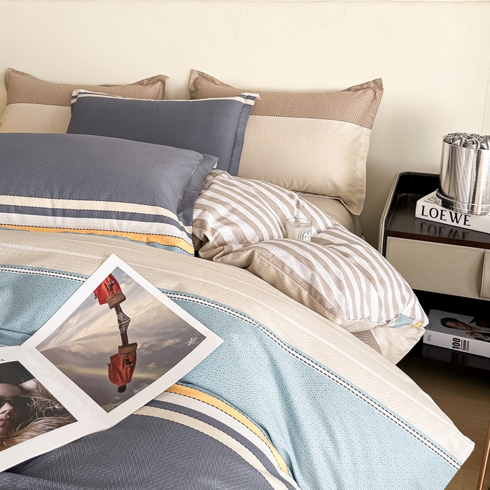 91家纺网 家纺一手货源 找家纺 依庭 2025春夏新款12868全棉纯棉印花卡通系列单被套 被套单件 莫兰迪