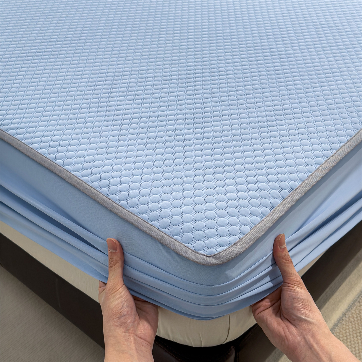 91家纺网 家纺一手货源 找家纺 （总）乐家欣 2025新款A类5A抗菌级针织豆豆床笠系列