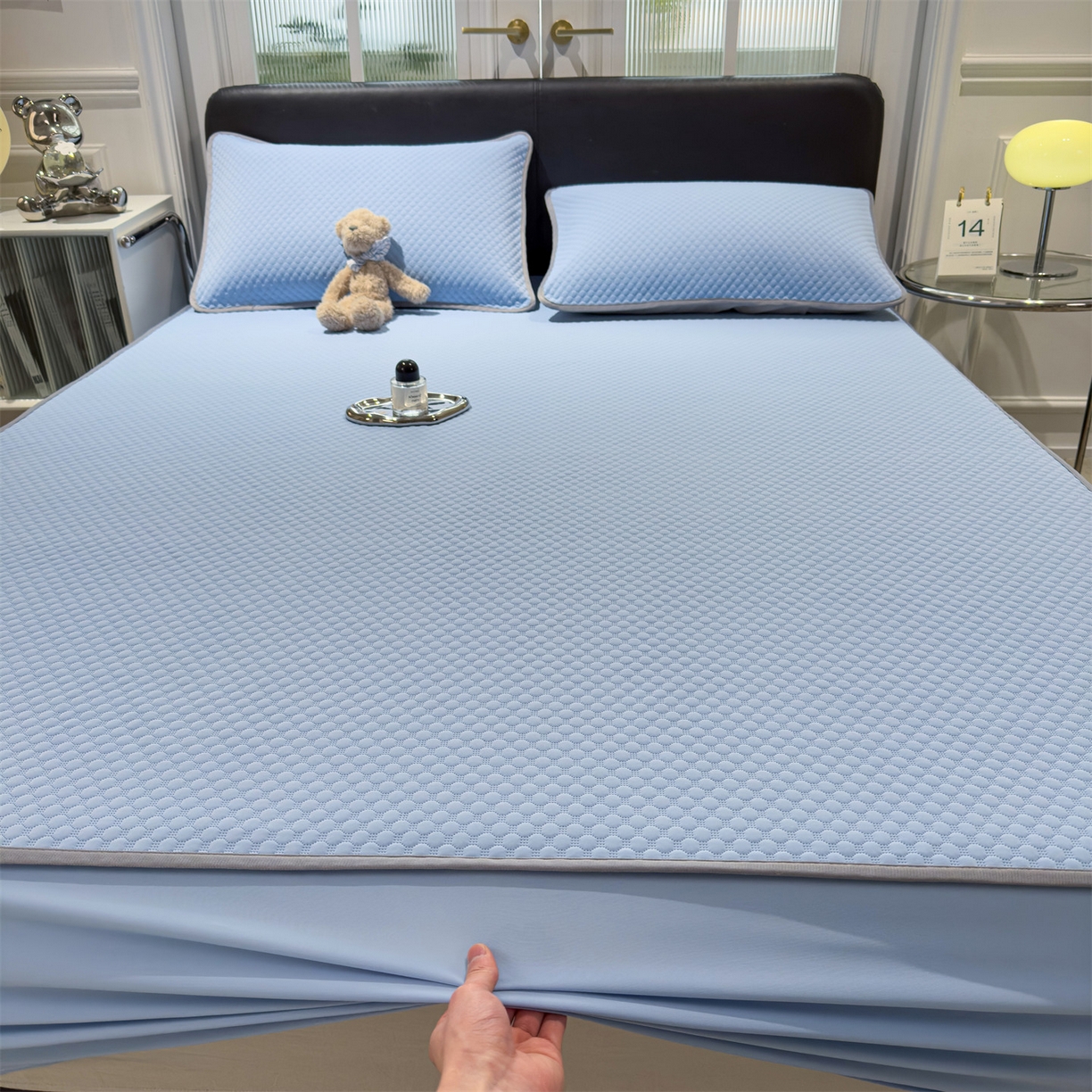 91家纺网 家纺一手货源 找家纺 （总）乐家欣 2025新款A类5A抗菌级针织豆豆床笠系列