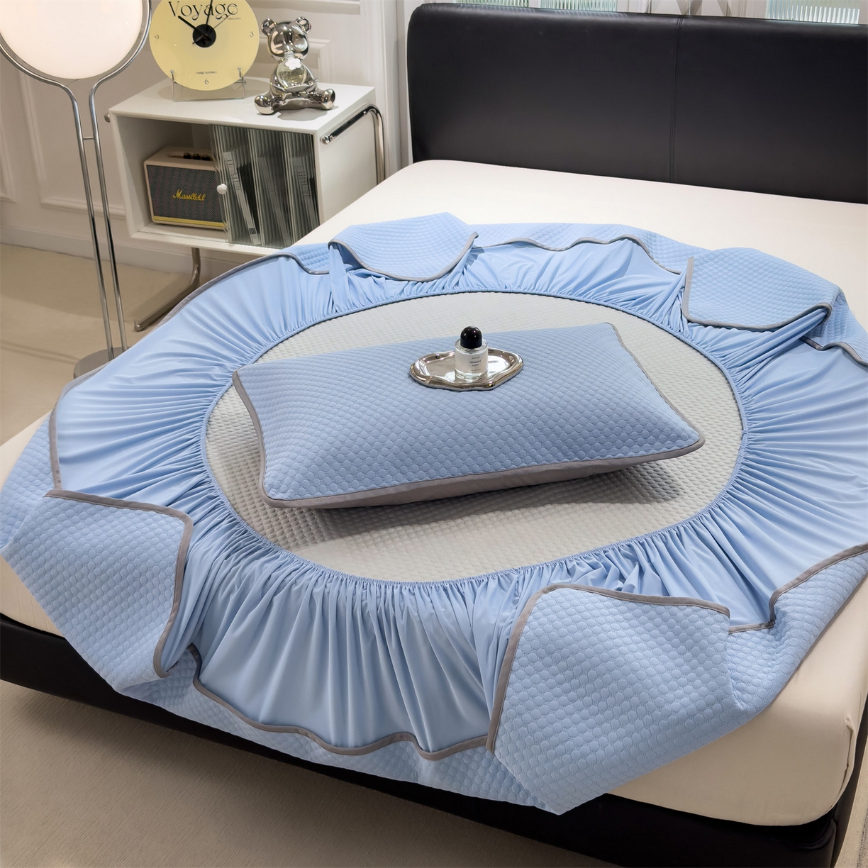 91家纺网 家纺一手货源 找家纺 （总）乐家欣 2025新款A类5A抗菌级针织豆豆床笠系列