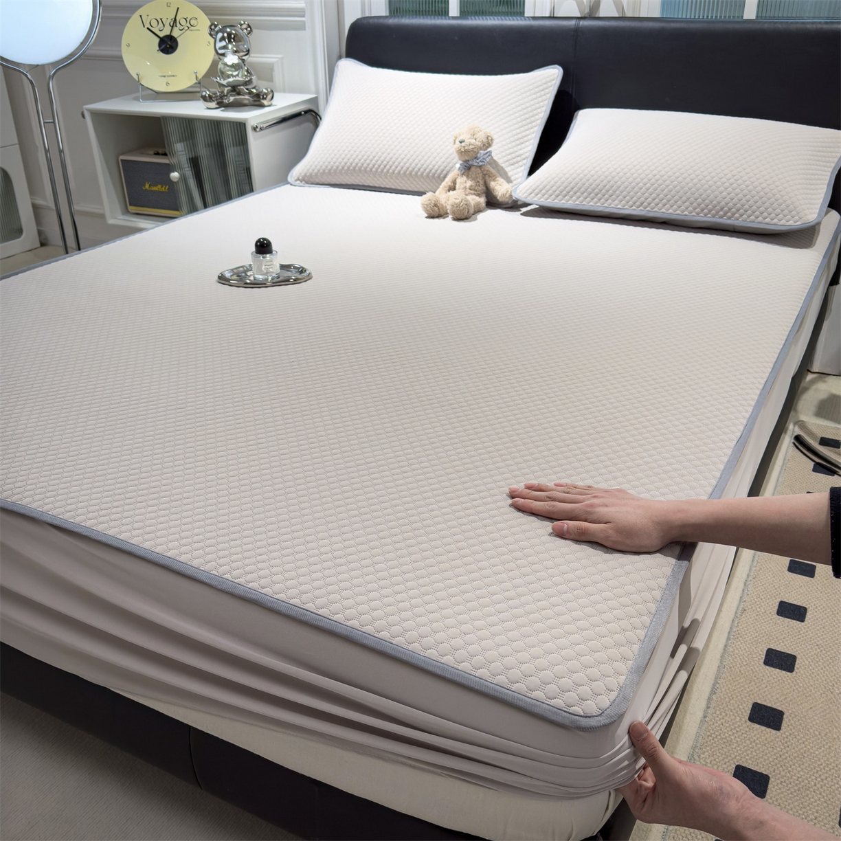 91家纺网 家纺一手货源 找家纺 （总）乐家欣 2025新款A类5A抗菌级针织豆豆床笠系列