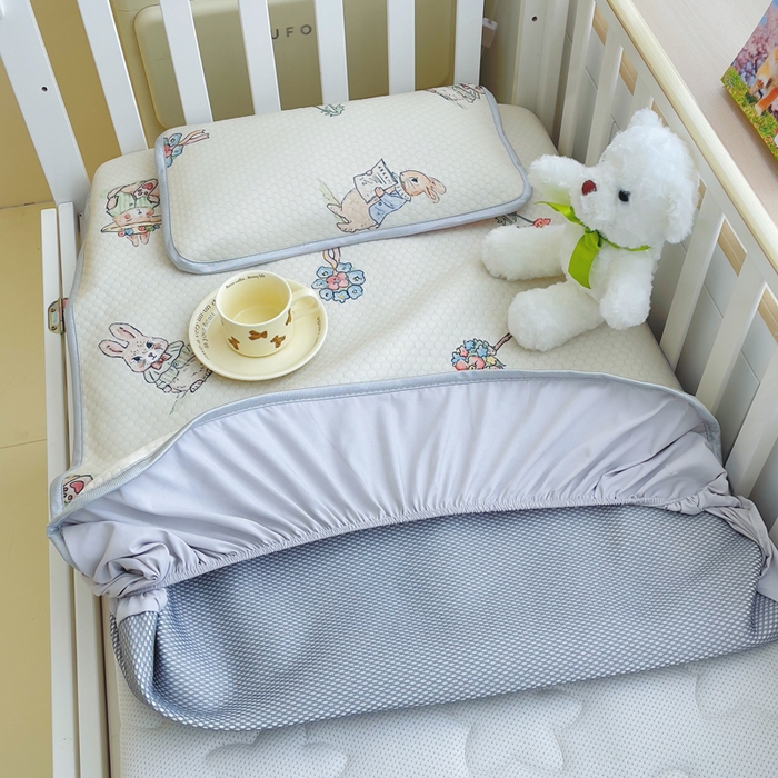 91家纺网 家纺一手货源 找家纺 小叮当家纺仓储工厂店 （提供买家秀 爆款花型 不断货）2025新款冰豆豆儿童卡通凉席床笠 小兔