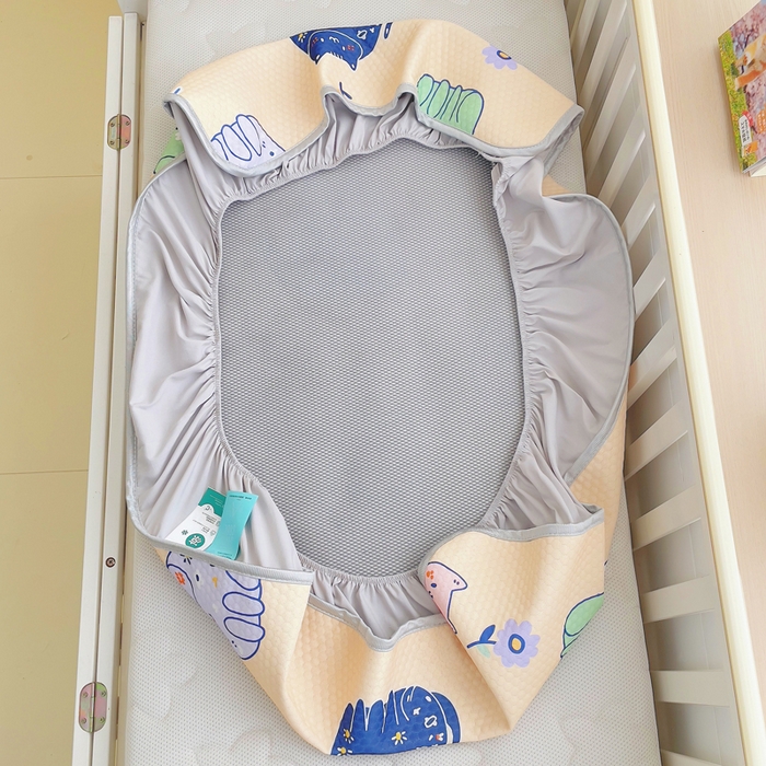 91家纺网 家纺一手货源 找家纺 小叮当家纺仓储工厂店 （提供买家秀 爆款花型 不断货）2025新款冰豆豆儿童卡通凉席床笠 小猫