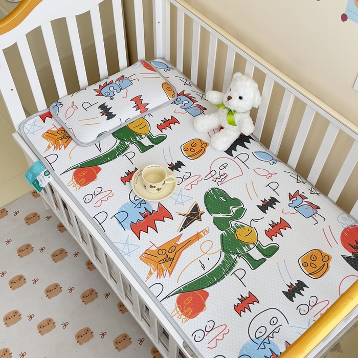 91家纺网 家纺一手货源 找家纺 小叮当家纺仓储工厂店 （提供买家秀 爆款花型 不断货）2025新款冰豆豆儿童卡通凉席床席 恐龙