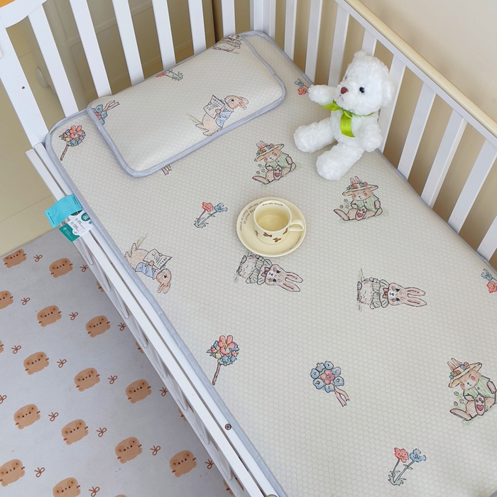 91家纺网 家纺一手货源 找家纺 小叮当家纺仓储工厂店 （提供买家秀 爆款花型 不断货）2025新款冰豆豆儿童卡通凉席床席 小兔