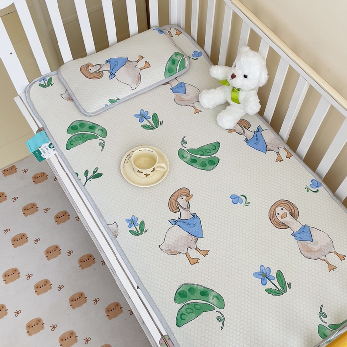 91家纺网 家纺一手货源 找家纺 小叮当家纺仓储工厂店 （提供买家秀 爆款花型 不断货）2025新款冰豆豆儿童卡通凉席床席 小鸭子