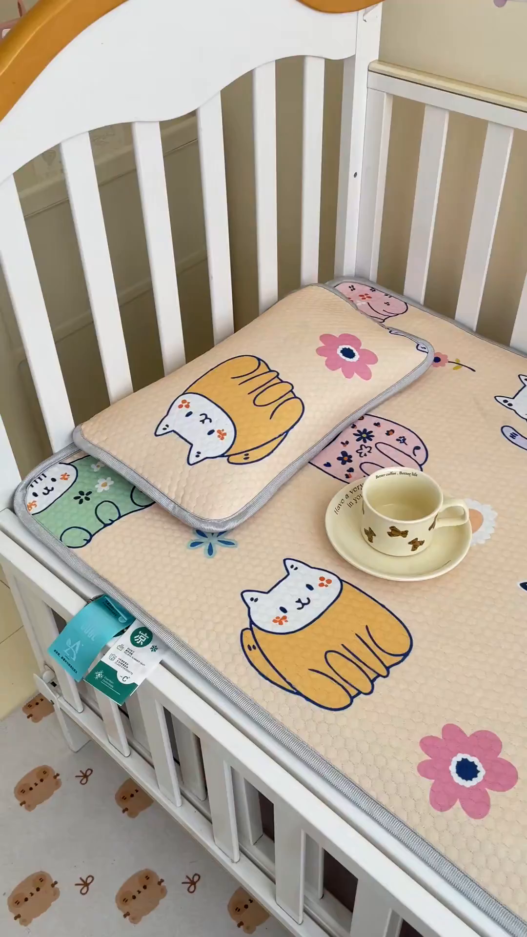 91家纺网 家纺一手货源 找家纺 小叮当家纺仓储工厂店 （提供买家秀 爆款花型 不断货）2025新款冰豆豆儿童卡通凉席床席 小猫