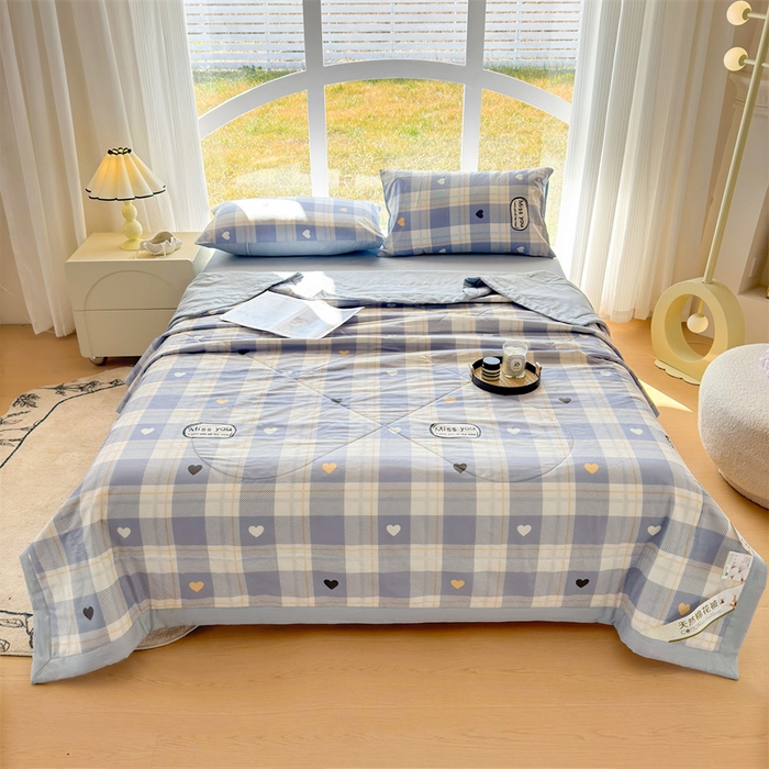 91家纺网 家纺一手货源 找家纺 （总）蓝雀翎 2025新款全棉印花新疆棉花夏被