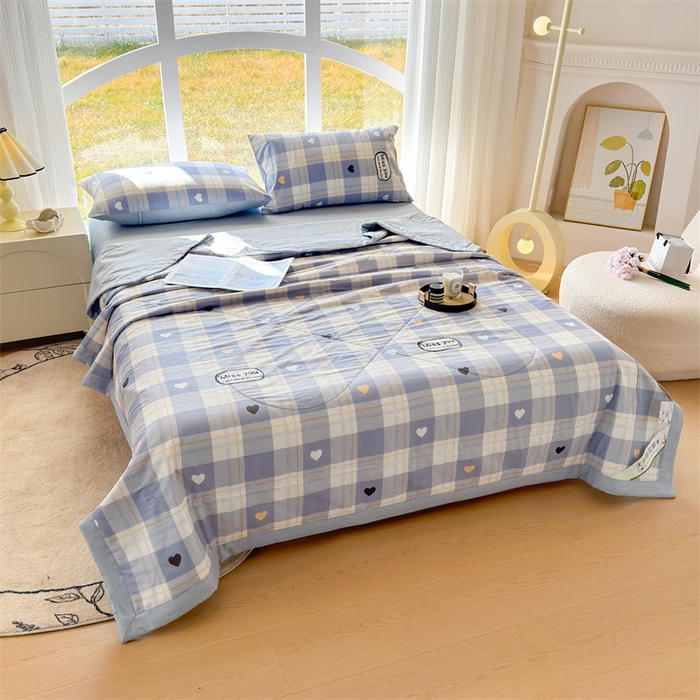 91家纺网 家纺一手货源 找家纺 （总）蓝雀翎 2025新款全棉印花新疆棉花夏被