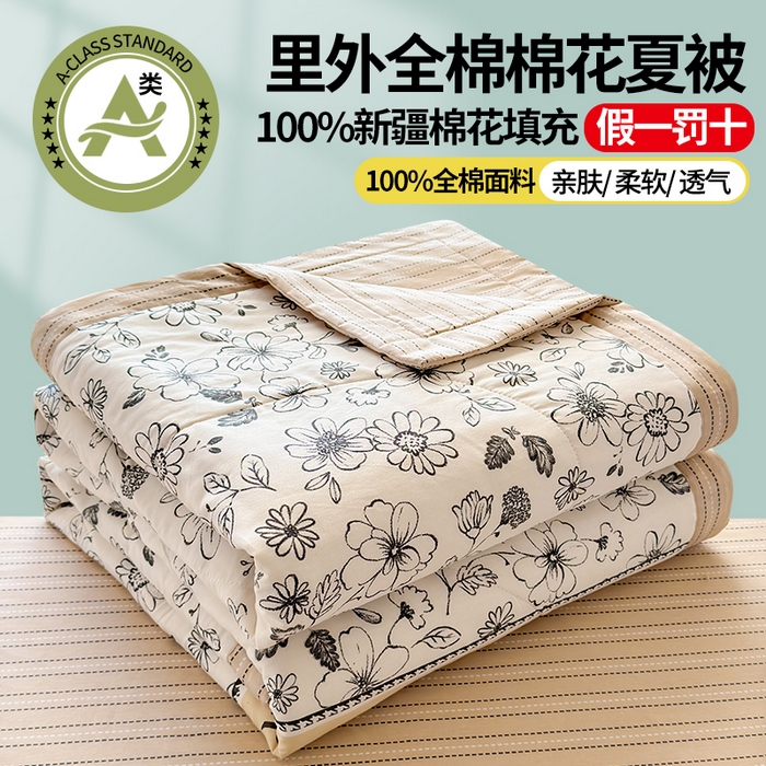 91家纺网 家纺一手货源 找家纺 （总）蓝雀翎 2025新款全棉印花新疆棉花夏被