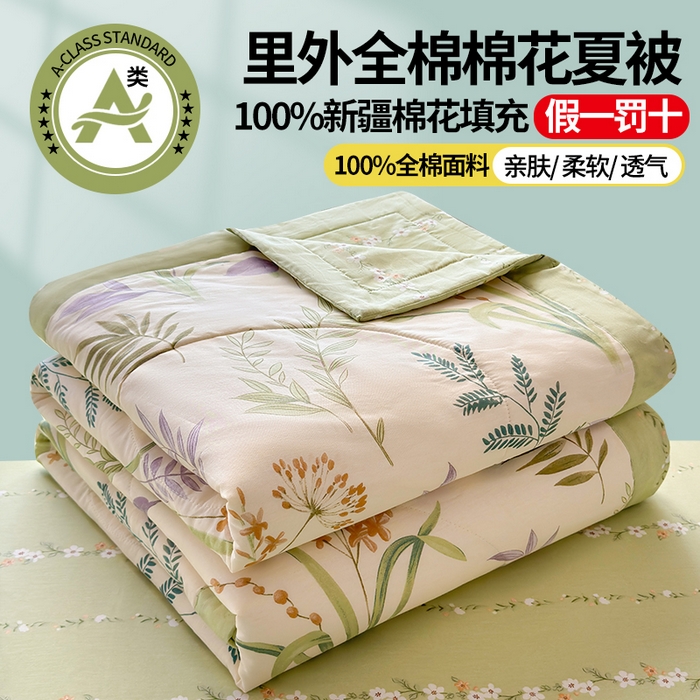 91家纺网 家纺一手货源 找家纺 （总）蓝雀翎 2025新款全棉印花新疆棉花夏被