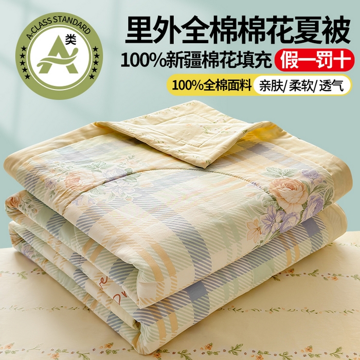 91家纺网 家纺一手货源 找家纺 （总）蓝雀翎 2025新款全棉印花新疆棉花夏被