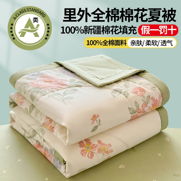 91家纺网 家纺一手货源 找家纺 （总）蓝雀翎 2025新款全棉印花新疆棉花夏被