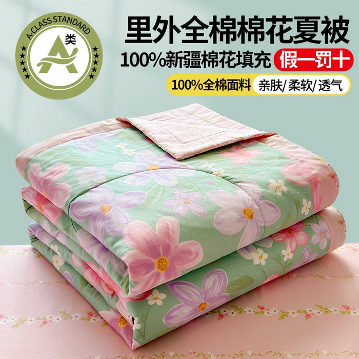 91家纺网 家纺一手货源 找家纺 （总）蓝雀翎 2025新款全棉印花新疆棉花夏被