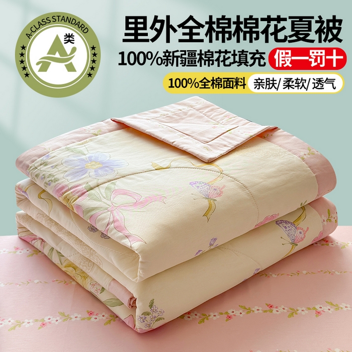 91家纺网 家纺一手货源 找家纺 （总）蓝雀翎 2025新款全棉印花新疆棉花夏被