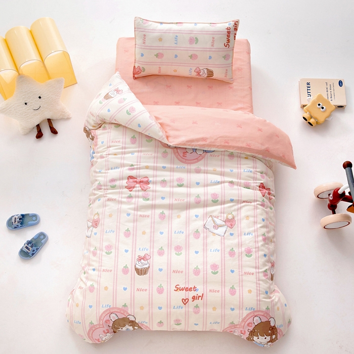 91家纺网 家纺一手货源 找家纺 （总）2025年新款幼儿园全棉被子三件套宝宝入园纯棉六件套被褥午睡被套