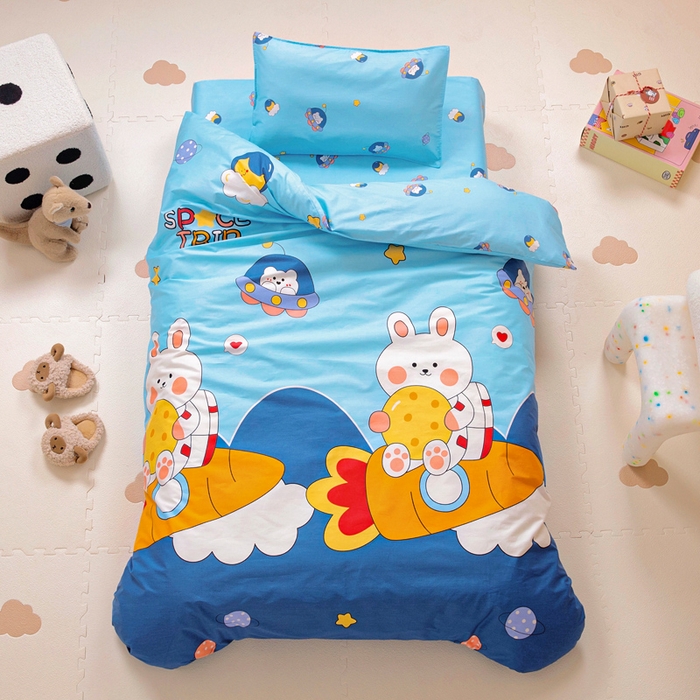 91家纺网 家纺一手货源 找家纺 （总）2025年新款幼儿园全棉被子三件套宝宝入园纯棉六件套被褥午睡被套