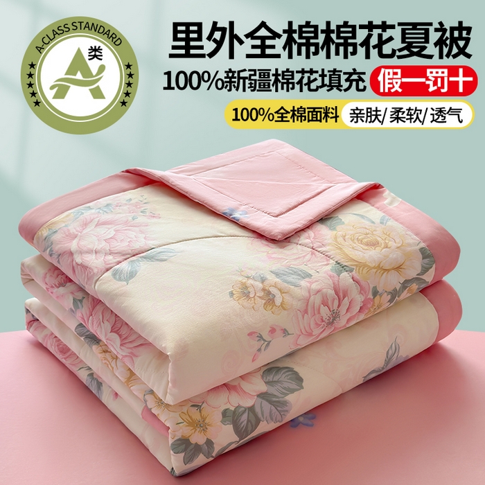 蓝雀翎 2025新款全棉印花新疆棉花夏被 倾城之恋