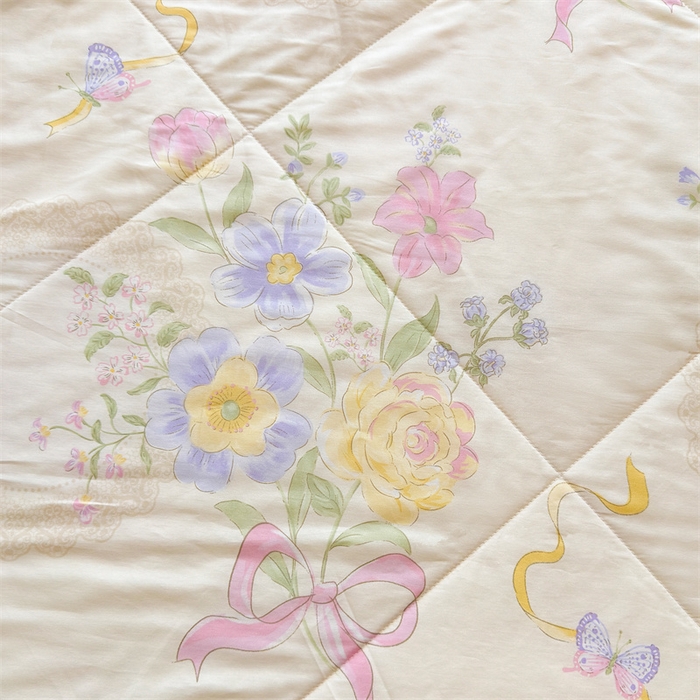 91家纺网 家纺一手货源 找家纺 蓝雀翎 2025新款全棉印花新疆棉花夏被 心怡如初