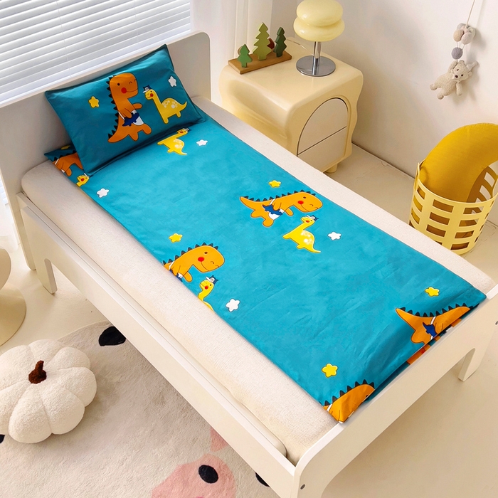 91家纺网 家纺一手货源 找家纺 2025年新款幼儿园全棉被子三件套宝宝入园纯棉六件套被褥午睡被套霸王龙