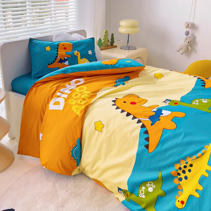 91家纺网 家纺一手货源 找家纺 2025年新款幼儿园全棉被子三件套宝宝入园纯棉六件套被褥午睡被套霸王龙