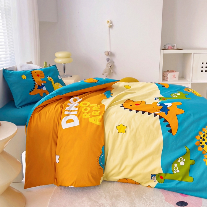 91家纺网 家纺一手货源 找家纺 2025年新款幼儿园全棉被子三件套宝宝入园纯棉六件套被褥午睡被套霸王龙