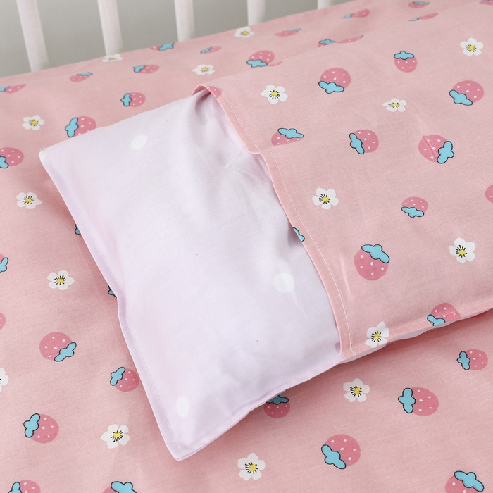 91家纺网 家纺一手货源 找家纺 2025年新款幼儿园全棉被子三件套宝宝入园纯棉六件套被褥午睡被套草莓女孩