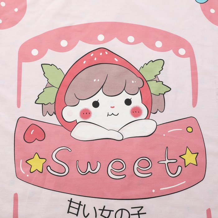 91家纺网 家纺一手货源 找家纺 2025年新款幼儿园全棉被子三件套宝宝入园纯棉六件套被褥午睡被套草莓女孩