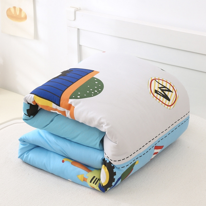 91家纺网 家纺一手货源 找家纺 2025年新款幼儿园全棉被子三件套宝宝入园纯棉六件套被褥午睡被套超级工程车