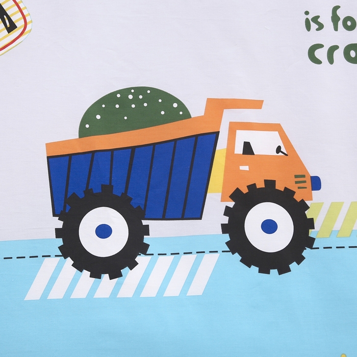 91家纺网 家纺一手货源 找家纺 2025年新款幼儿园全棉被子三件套宝宝入园纯棉六件套被褥午睡被套超级工程车