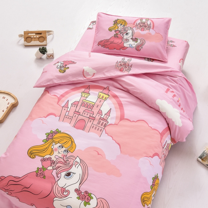 91家纺网 家纺一手货源 找家纺 2025年新款幼儿园全棉被子三件套宝宝入园纯棉六件套被褥午睡被套城堡公主