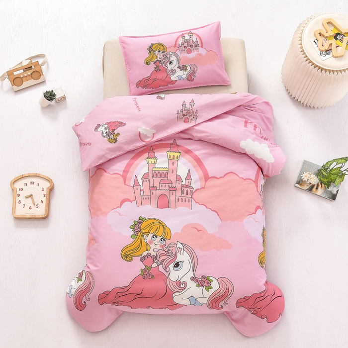 91家纺网 家纺一手货源 找家纺 2025年新款幼儿园全棉被子三件套宝宝入园纯棉六件套被褥午睡被套城堡公主