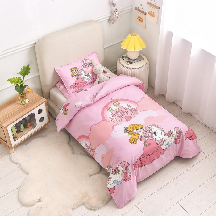 91家纺网 家纺一手货源 找家纺 2025年新款幼儿园全棉被子三件套宝宝入园纯棉六件套被褥午睡被套城堡公主