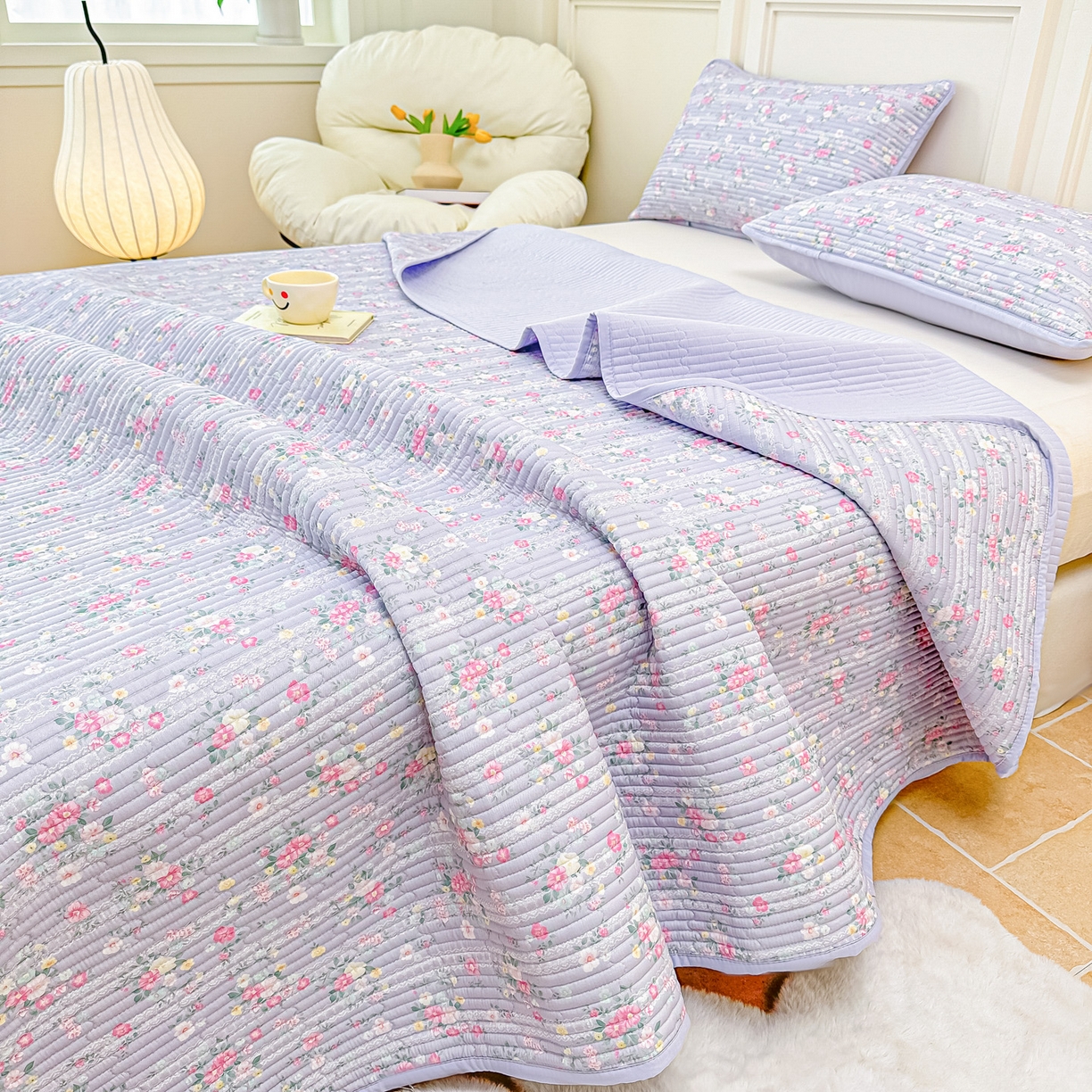 91家纺网 家纺一手货源 找家纺 （总）橘夏家纺 2025新款莱赛尔天丝轻奢风多功能床盖三件套软凉席盖毯