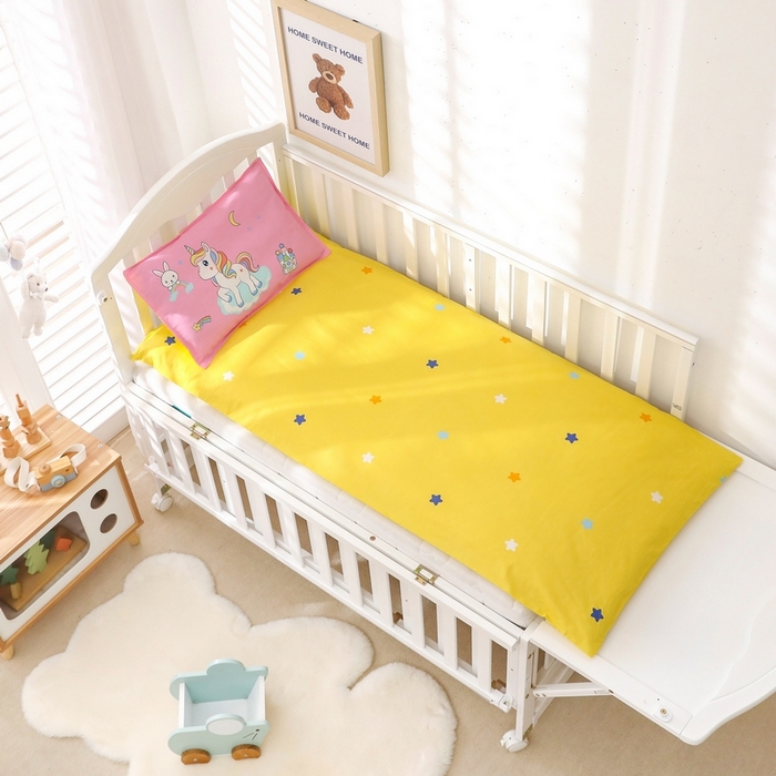 91家纺网 家纺一手货源 找家纺 2025年新款幼儿园全棉被子三件套宝宝入园纯棉六件套被褥午睡被套城堡小马