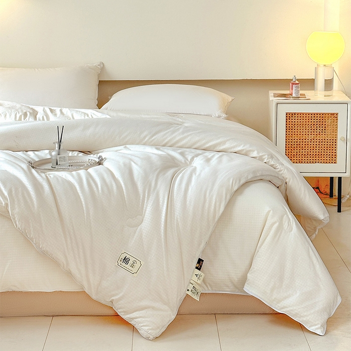 91家纺网 家纺一手货源 找家纺 蓝雀翎 2025新款针织棉华夫格大豆被子母被被子被芯（添加微信要买家秀） 奶油白