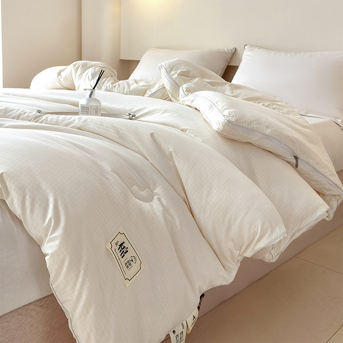 91家纺网 家纺一手货源 找家纺 蓝雀翎 2025新款针织棉华夫格大豆被子母被被子被芯（添加微信要买家秀） 奶油白