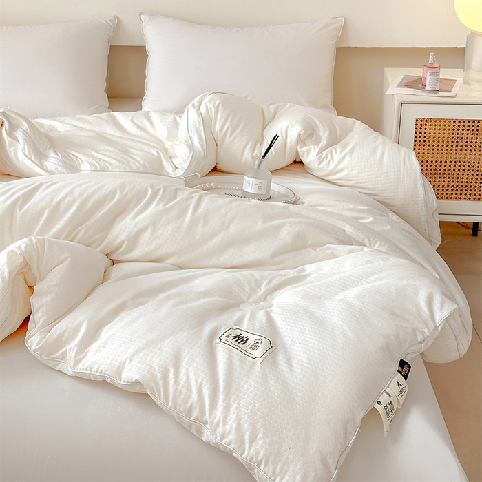 91家纺网 家纺一手货源 找家纺 蓝雀翎 2025新款针织棉华夫格大豆被子母被被子被芯（添加微信要买家秀） 奶油白