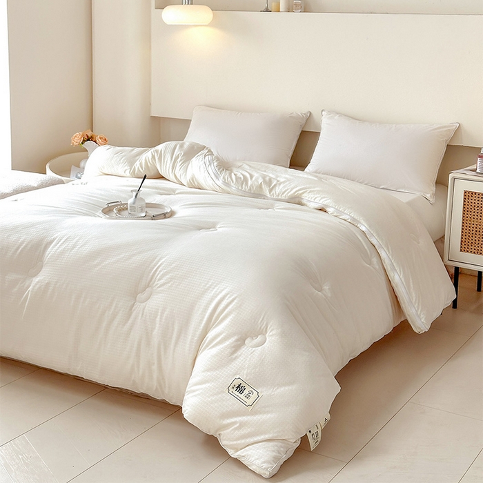 91家纺网 家纺一手货源 找家纺 蓝雀翎 2025新款针织棉华夫格大豆被子母被被子被芯（添加微信要买家秀） 奶油白