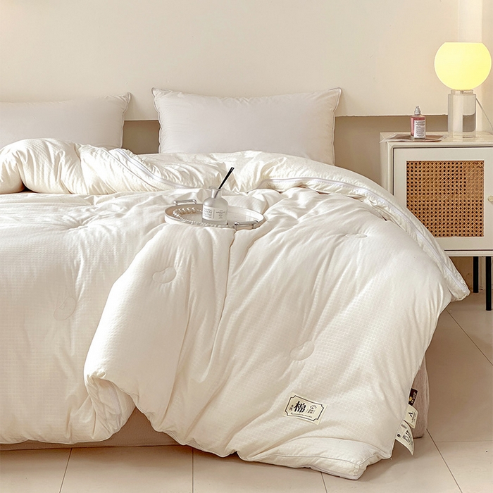 91家纺网 家纺一手货源 找家纺 蓝雀翎 2025新款针织棉华夫格大豆被子母被被子被芯（添加微信要买家秀） 奶油白