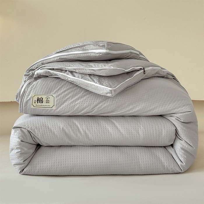 91家纺网 家纺一手货源 找家纺 蓝雀翎 2025新款针织棉华夫格大豆被子母被被子被芯（添加微信要买家秀） 浅灰色