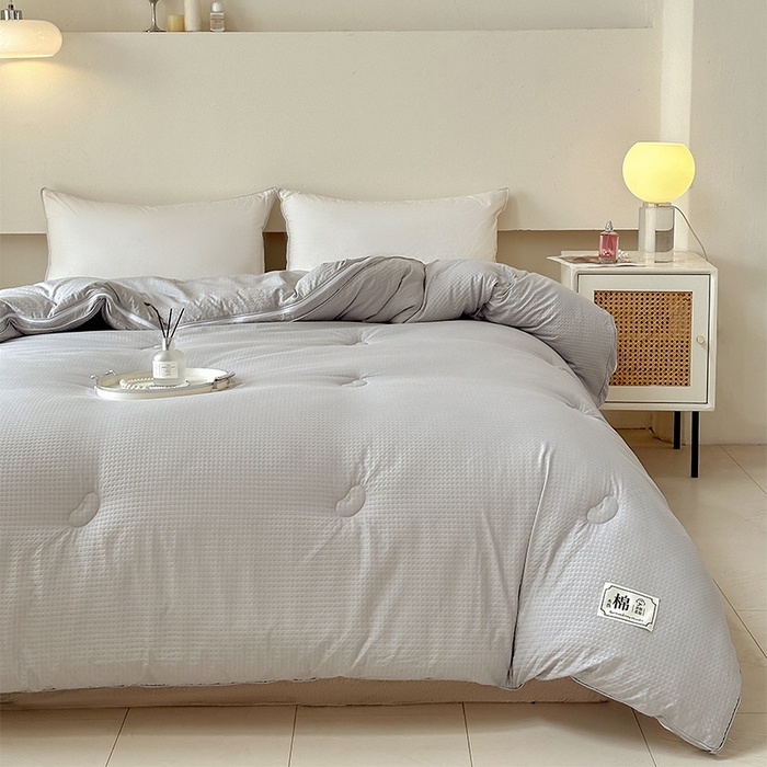 91家纺网 家纺一手货源 找家纺 蓝雀翎 2025新款针织棉华夫格大豆被子母被被子被芯（添加微信要买家秀） 浅灰色