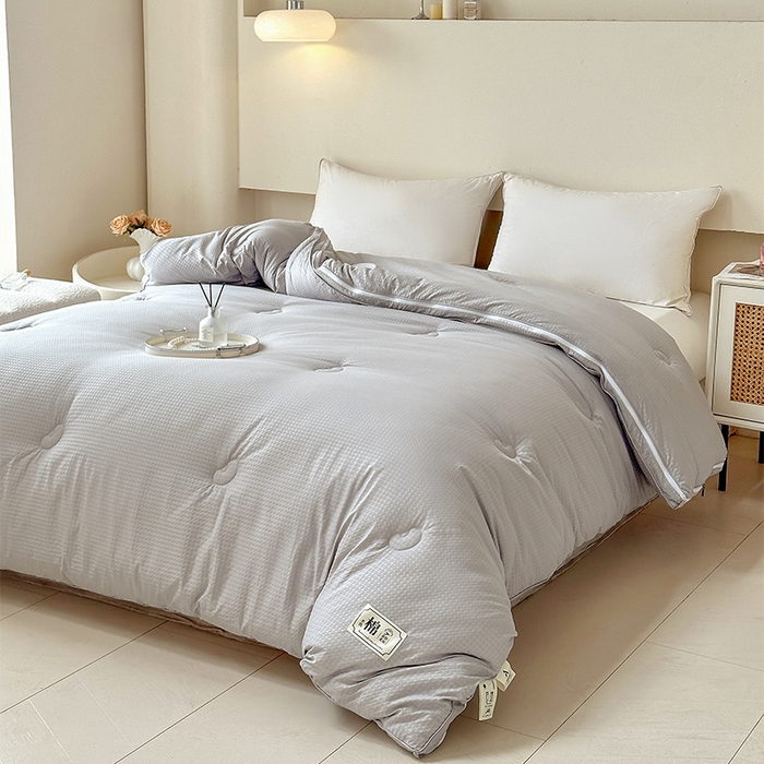 91家纺网 家纺一手货源 找家纺 蓝雀翎 2025新款针织棉华夫格大豆被子母被被子被芯（添加微信要买家秀） 浅灰色