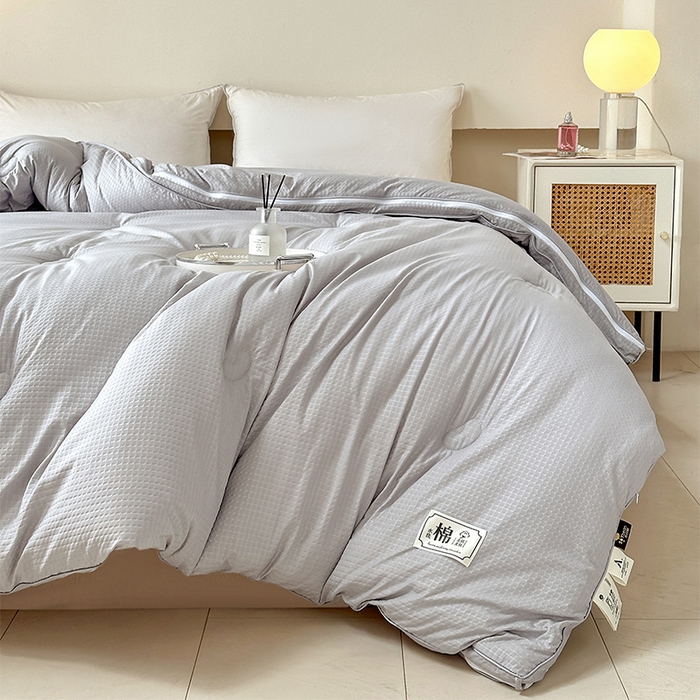 91家纺网 家纺一手货源 找家纺 蓝雀翎 2025新款针织棉华夫格大豆被子母被被子被芯（添加微信要买家秀） 浅灰色