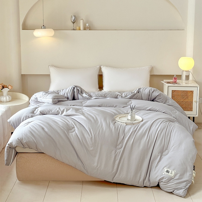 91家纺网 家纺一手货源 找家纺 蓝雀翎 2025新款针织棉华夫格大豆被子母被被子被芯（添加微信要买家秀） 浅灰色