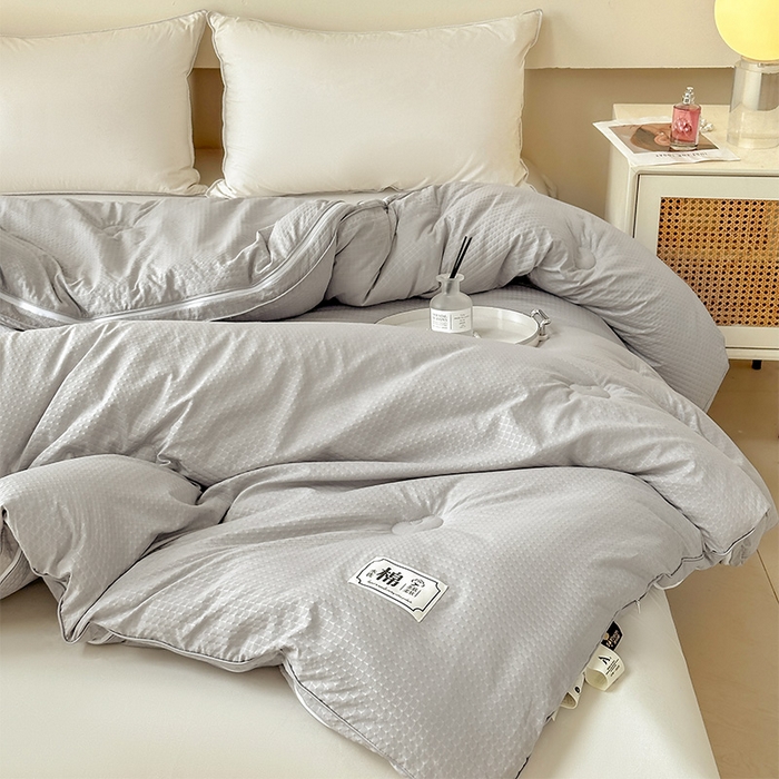 91家纺网 家纺一手货源 找家纺 蓝雀翎 2025新款针织棉华夫格大豆被子母被被子被芯（添加微信要买家秀） 浅灰色